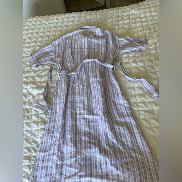 Magaschoni Multicolor Striped Linen Midi Dress - Picture 7 of 8